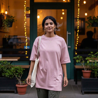 Oversized Luxury T-Shirt – 280 GSM Heavy Terry Cotton | Unisex | Baby Blue, Jade, Flamingo, Lavender | No Wrinkle, No Sweat, Ultra Soft