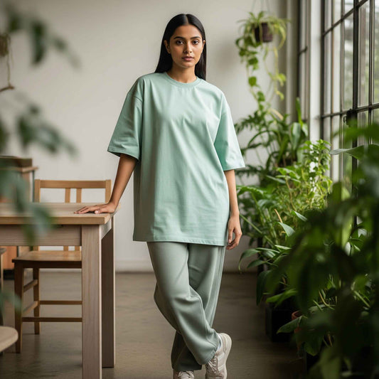 Oversized Luxury T-Shirt – 280 GSM Heavy Terry Cotton | Unisex | Baby Blue, Jade, Flamingo, Lavender | No Wrinkle, No Sweat, Ultra Soft
